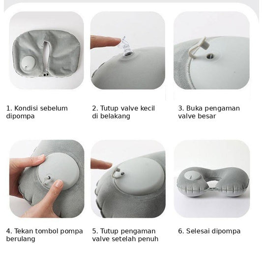 Bantal Leher Tiup Press Pump Travel