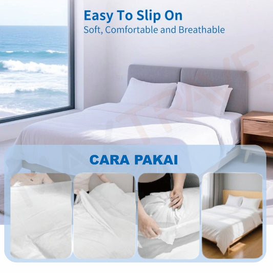 Sprei Sarung bantal Travel Disposable Set